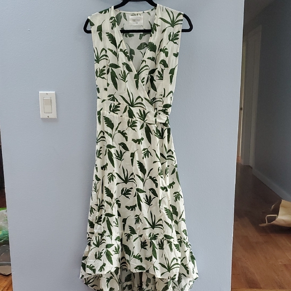 Frankie + Dash Wrap Green Leaf Print Dress